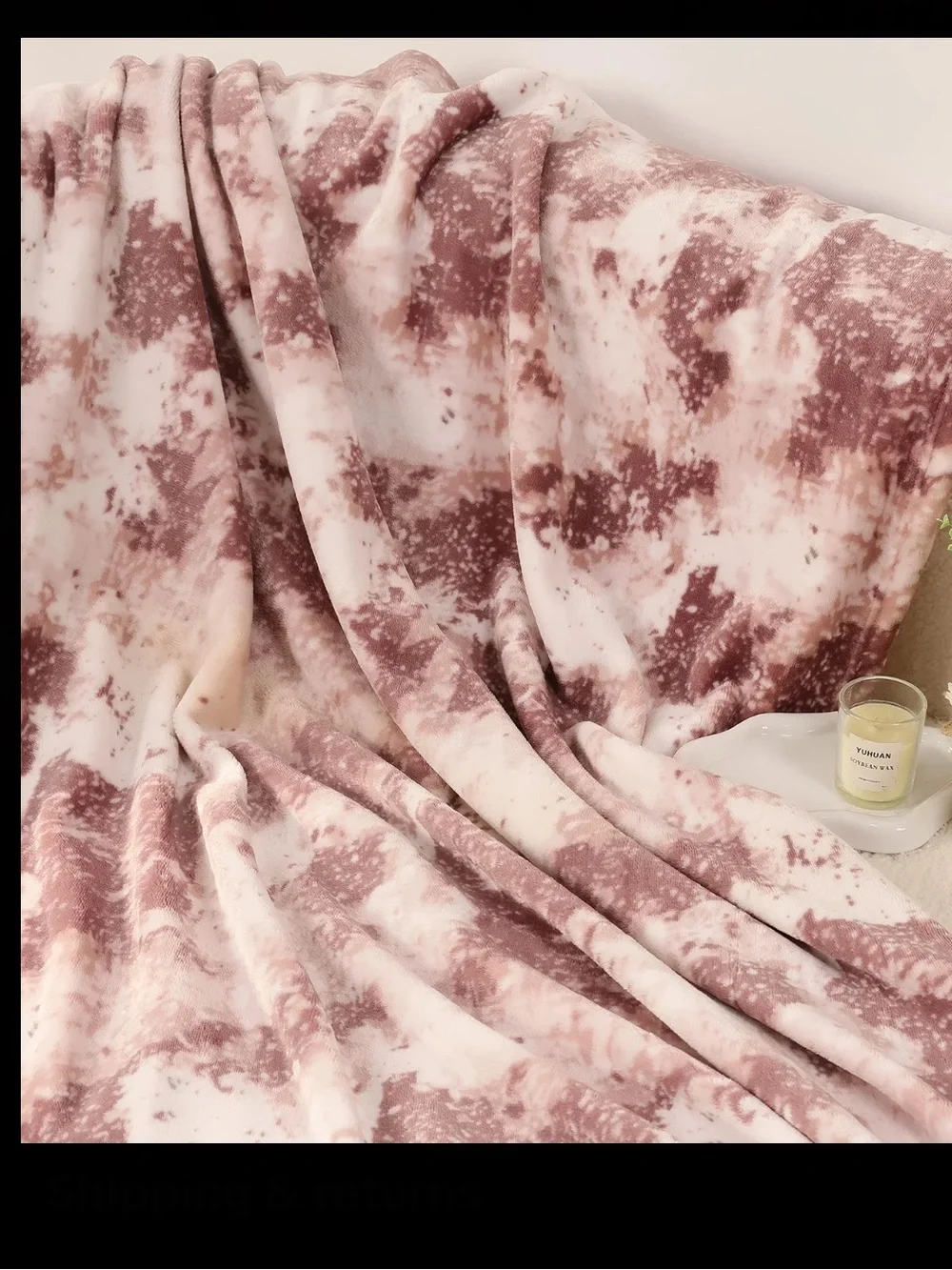 Plush Marbled Rose Throw Blanket - Home Bedding